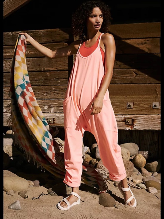 FP Movement by Free People Pants - FP Movement by Free People Peach-Pink Relaxed Tank Jumpsuit
